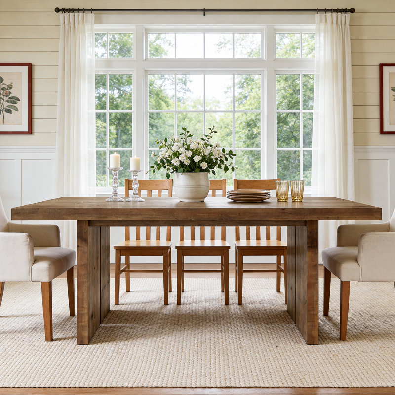 63" Solid Wood Rectangle Dining Table For 6