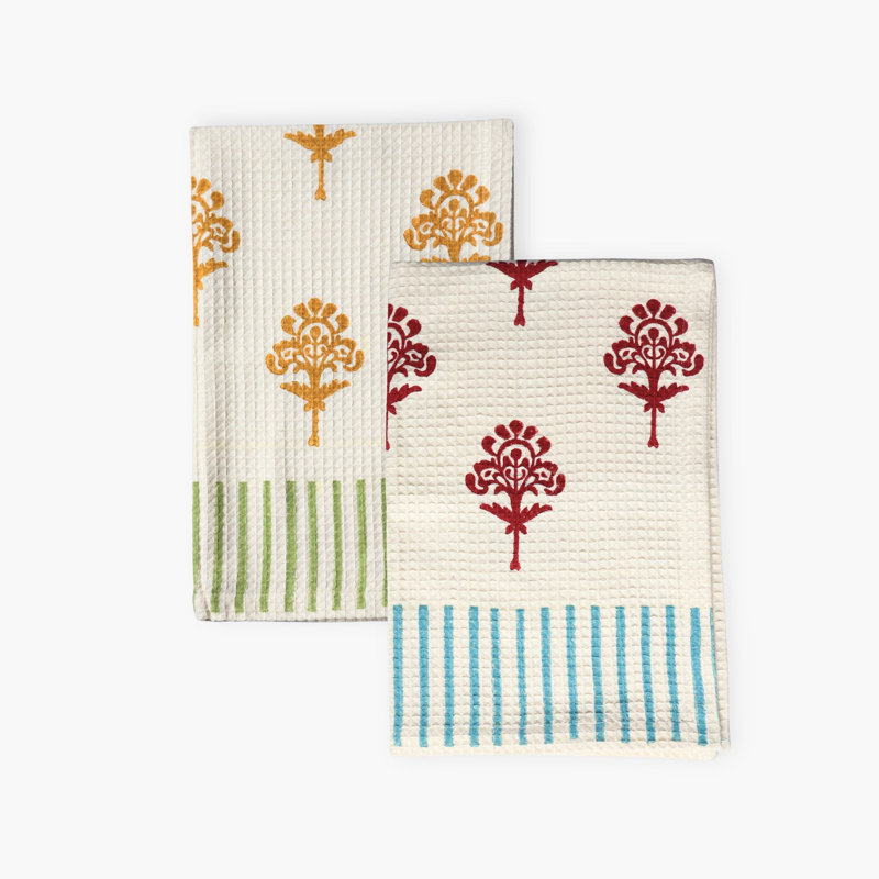 Ensemble de 2 essuie-tout en coton gaufré Harmony (multicolore)