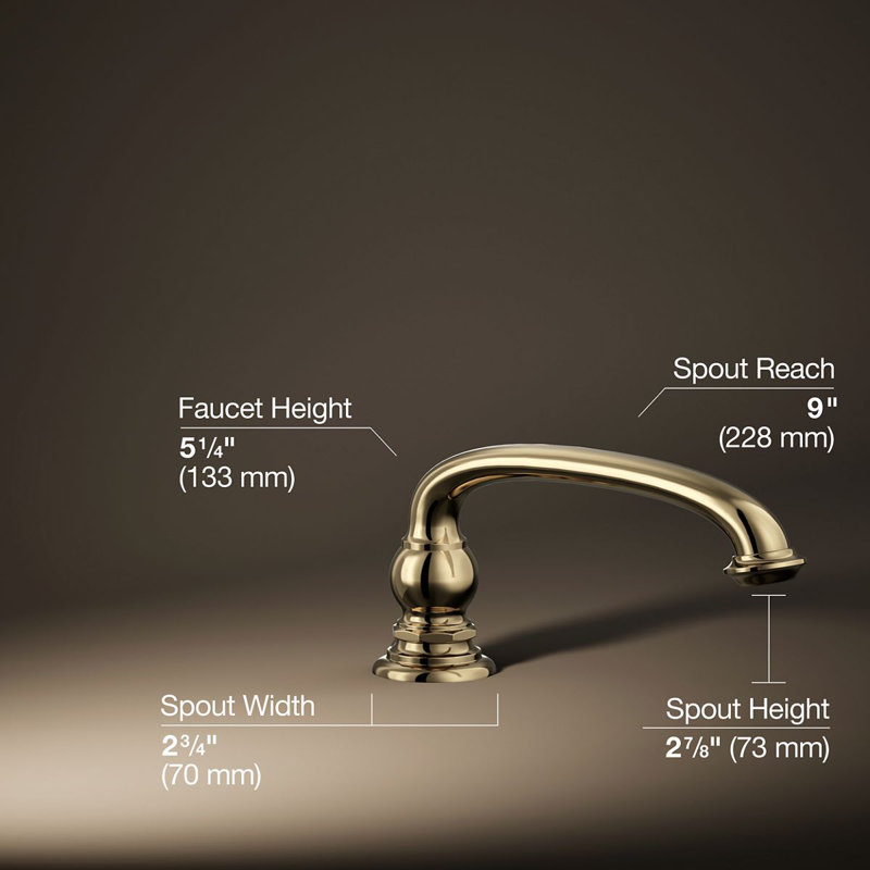 Artifacts Deck-Mount Bath Spout with Arc Design, Vibrant Gold