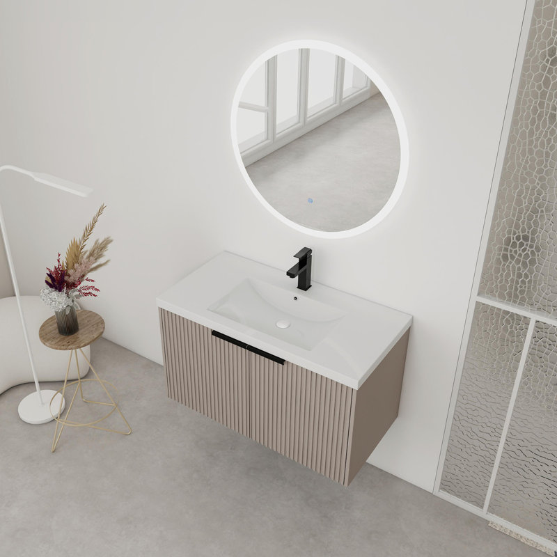 Wall Mounted Bathroom Vanity, Khaki