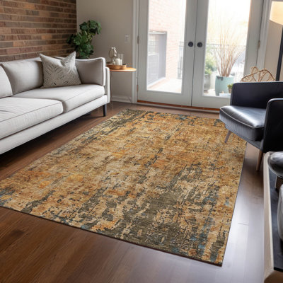 Machine Washable Indoor/Outdoor Cicel ACN1203 Copper Rug