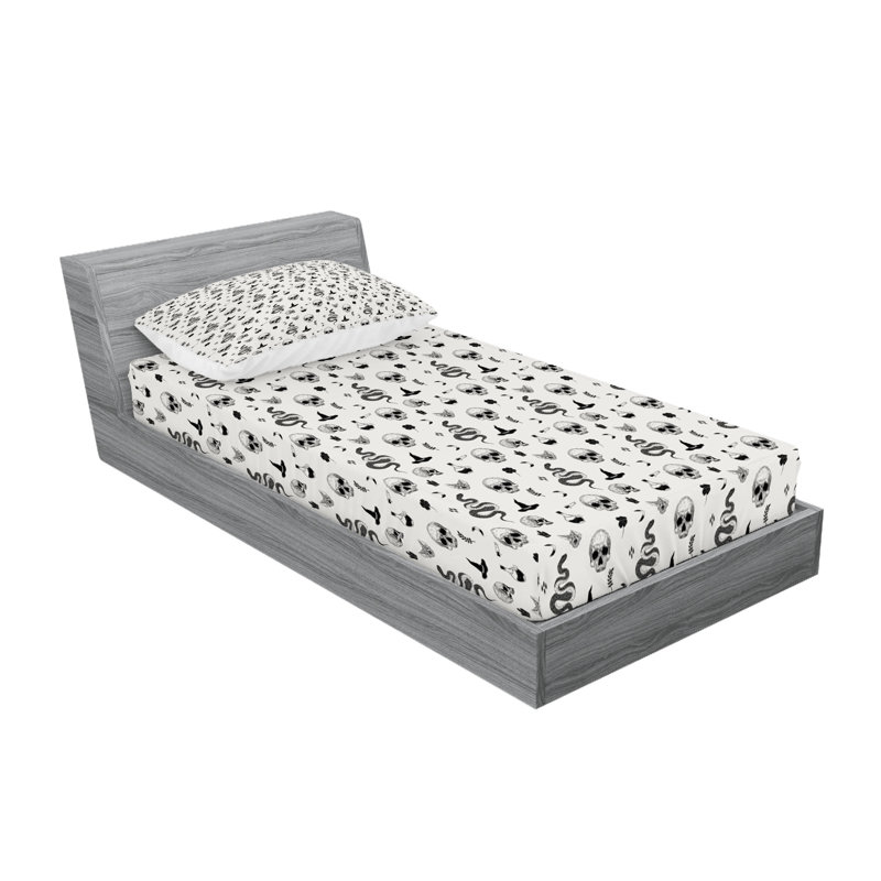 Drap-housse et taie décorative Ambesonne Skull Gris anthracite noix de coco