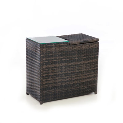 Etowah Ice Bucket Rattan Side Table - Brown