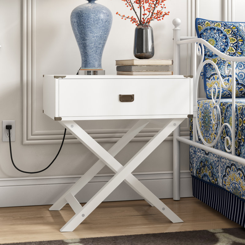 65.79cm W Manufactured Wood Bedside Table, White