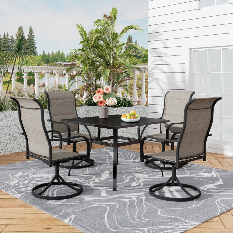 5-Piece Swivel Chairs and Square Table Set（Limited Time Free Umbrella）