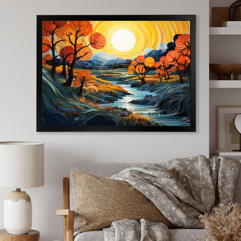 River Azure Bold II - impressions sur toile modernes, Cadre simple noir, H 34 po x l 44 po x P 1,5 po