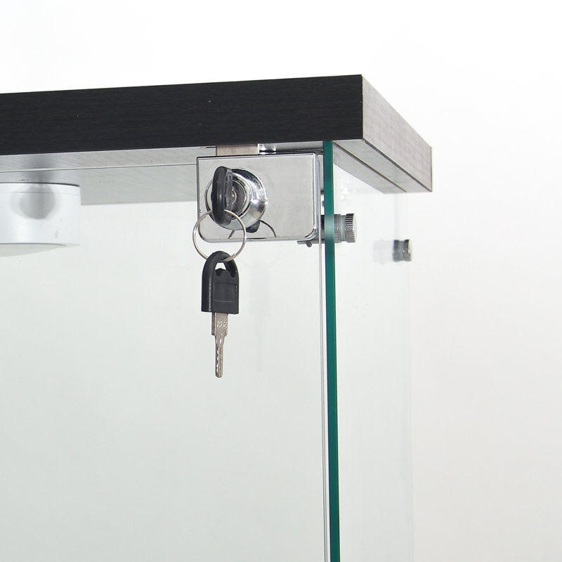 Vitrine DEL en verre à 4 tablettes avec porte et serrure