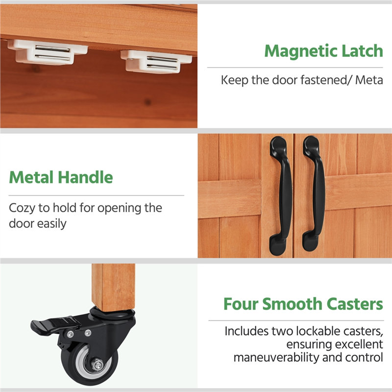 40? H Garden Potting Bench Table with Lockable Castors, Brown