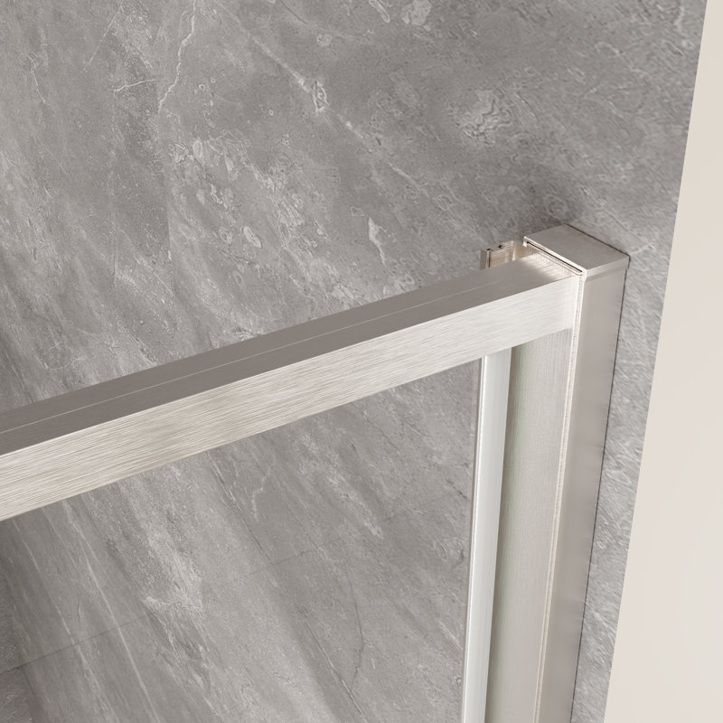 Pivot Semi-Frameless Shower Door With 1/4" Tempered Glass, Brushed Nickel, 48"W x 71"H