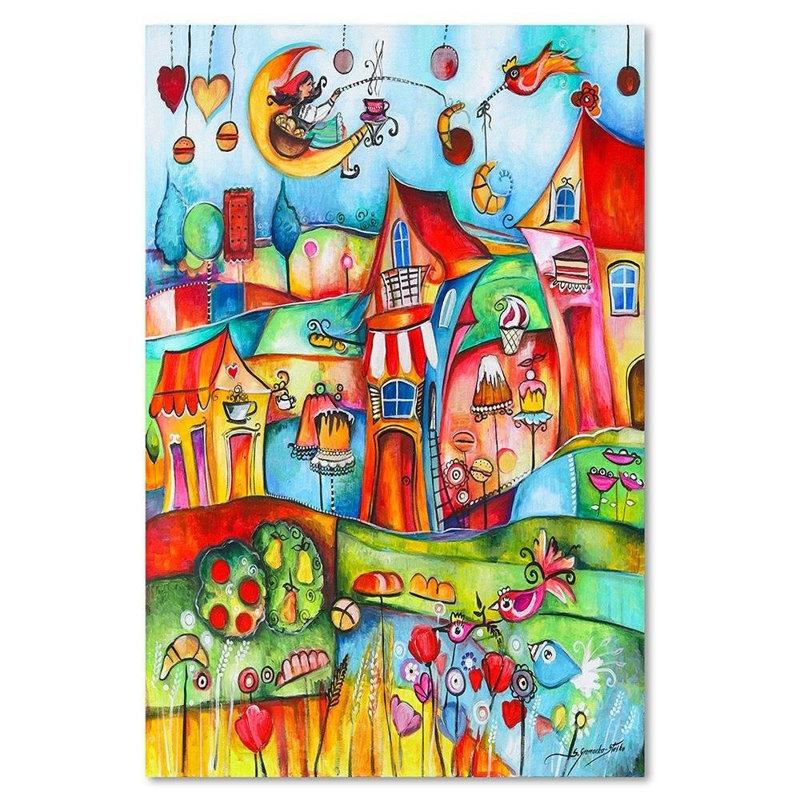 Fairytale City - No Frame Print on Canvas, 60cm H x 40cm W
