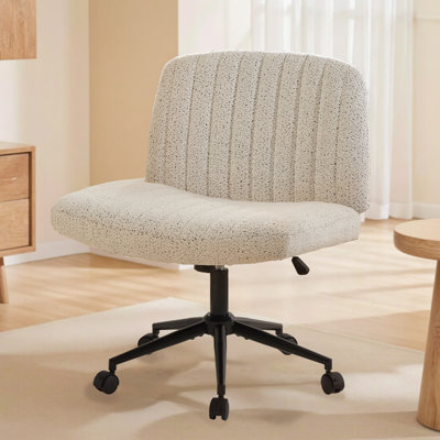 Armless Criss Cross Chair, Preminum Fabric Swivel Vanity Chair ,Modern Adjustable Office chair by Ebern Designs