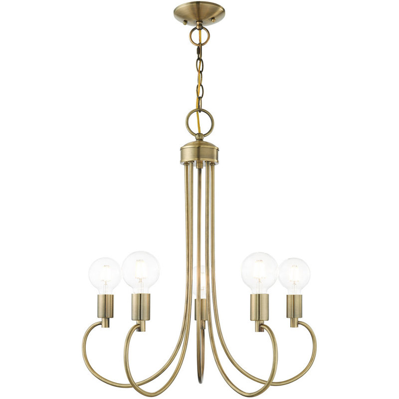 Lustre classique à 7 lumières de style bougie Hitterdal, Antique Brass, 5 lumières