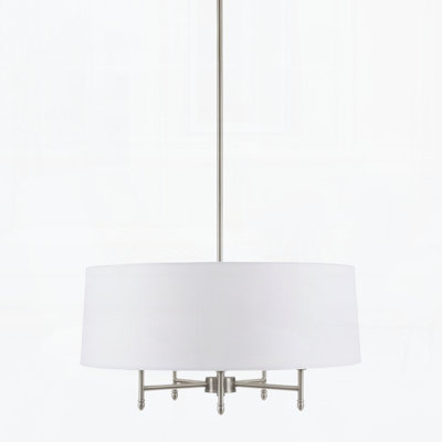 5-Light White Drum Shade Chandelier