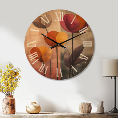 Oversized Garden Vintage Printed Wood Wall Clock – Retro Tulip Lounge