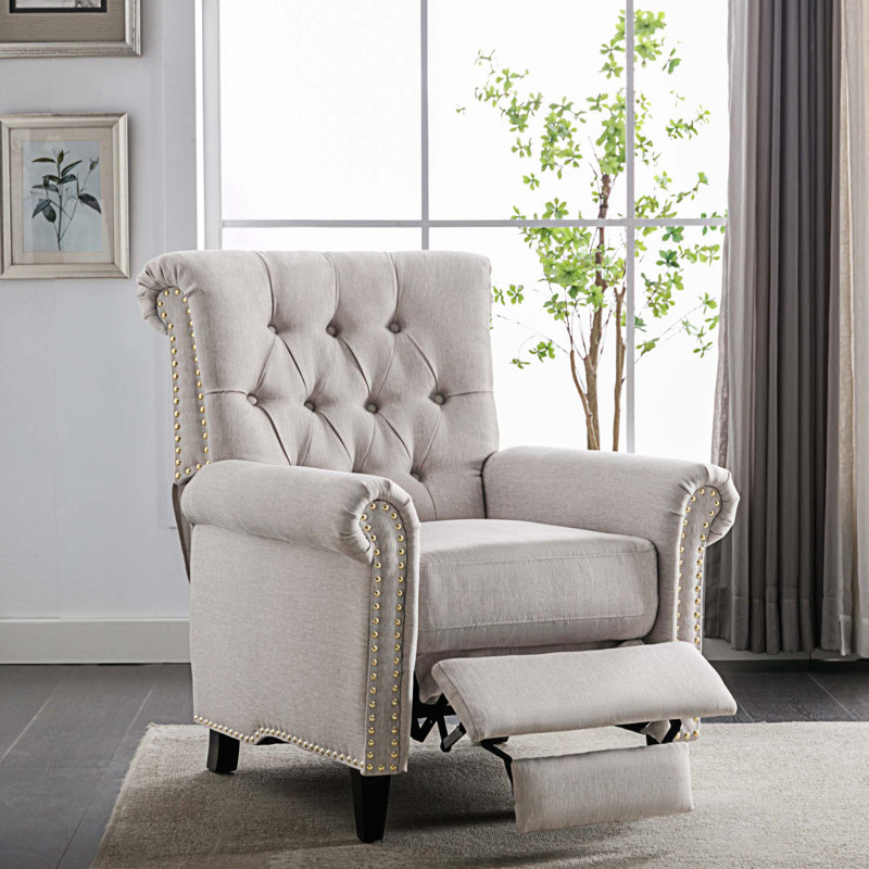 Fauteuil inclinable standard de 25,95 po Maricelda, Mélange de lin beige