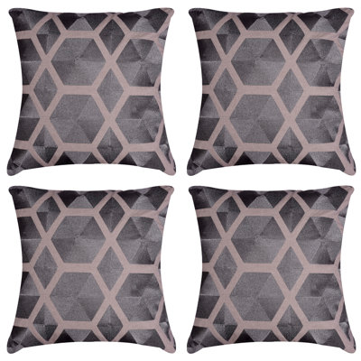 Embroidered Linen Throw Pillow Cover Set of 4 – Modern Abstract Geometric Christmas Decor for Home