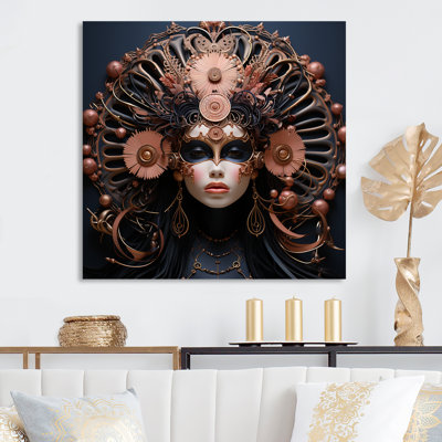 Rose, femme noire, glamour, cercles, portrait II