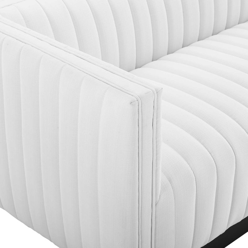 Modway Conjure Channel Tufted Velvet Sofa, White Polyester