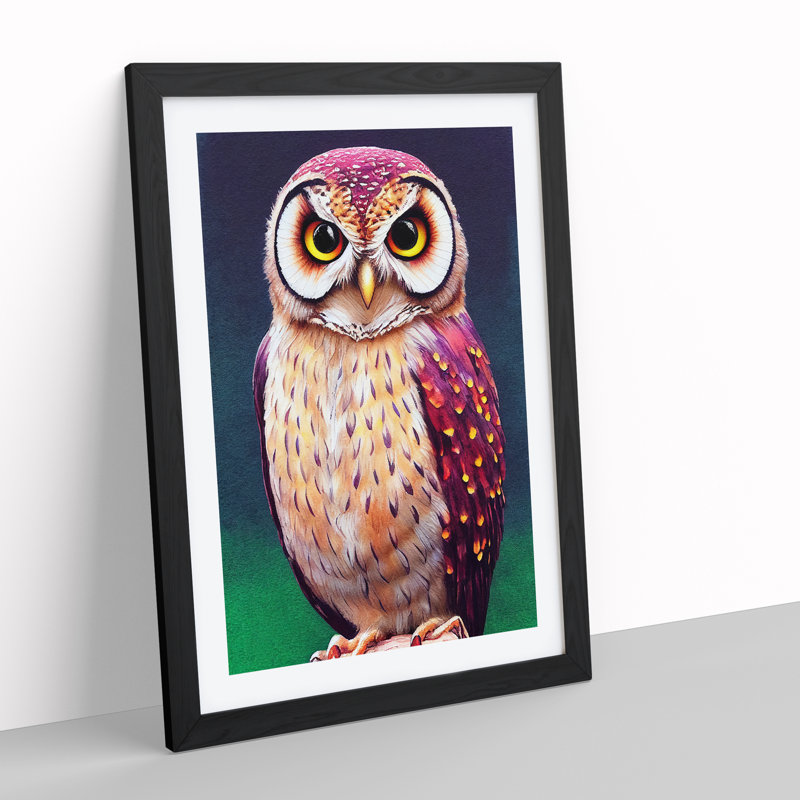 The Heavenly Owl - Single Picture Frame Print, Black Framed, 64cm H x 46cm W x 2cm D