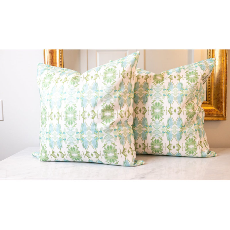 Wildflowers I Small Repeat Luxury Throw Pillow, Blue/Sage Green Floral, 22"H x 22"W