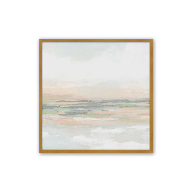 Soft Breeze Over Fields II, 13.75" H x 13.75" W, Open Corner Framed, Polished Gold