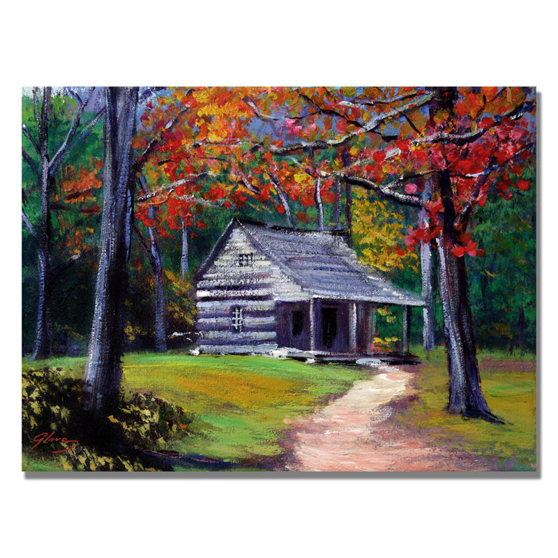 Old Cabin Landscape Canvas Wall Art, 18 x 24 inches