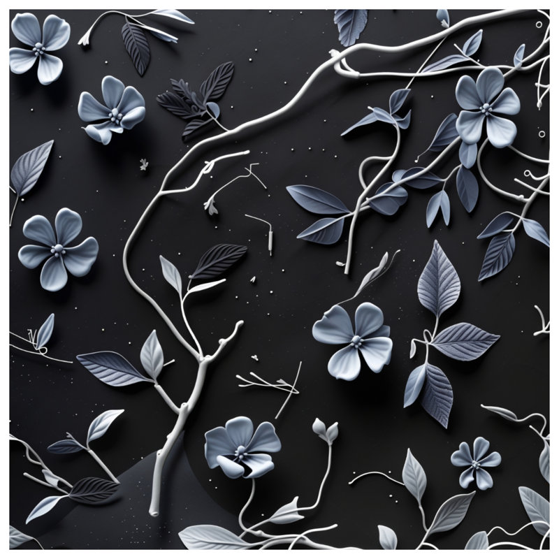 Couvre-lit matelassé à fleurs noires et blanches, Grand lit
