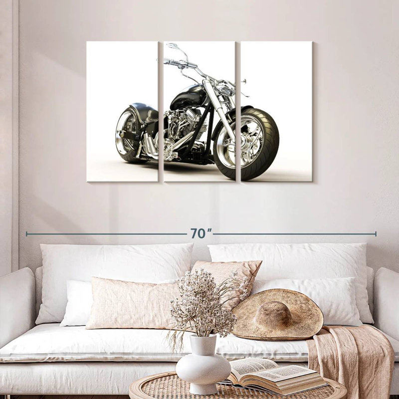 Mehar Glossy Vintage Motorcycle, 28" H x 45" W