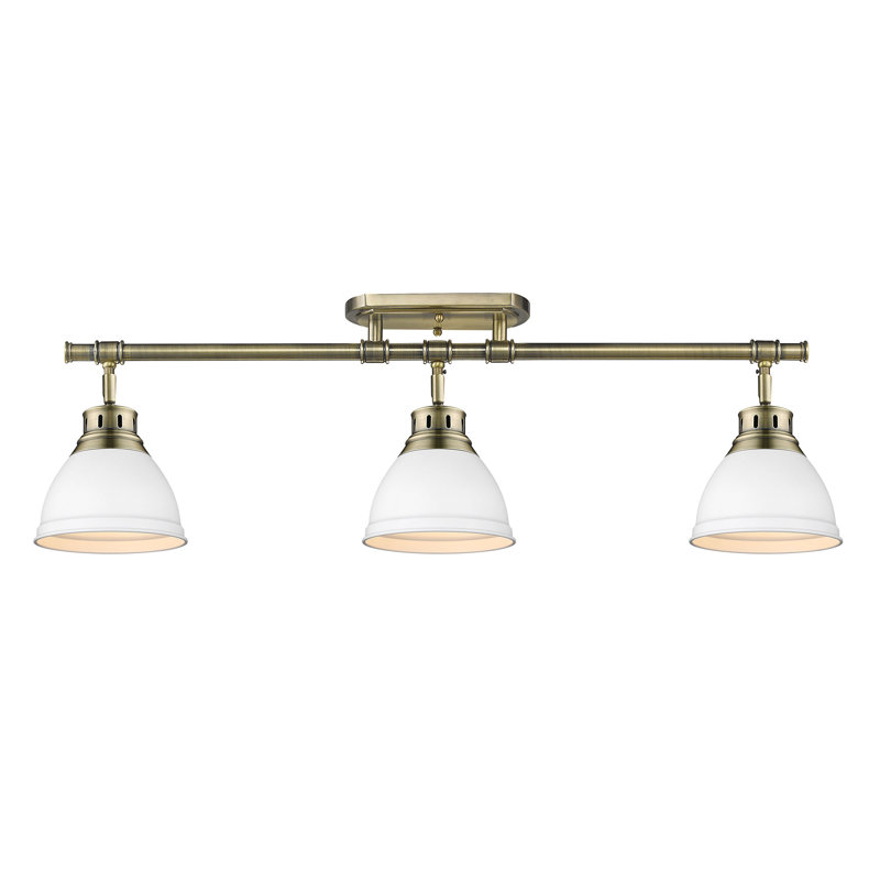 Bryannah 3-Light Semi-Flush - Track Light, Matte White, Aged Brass