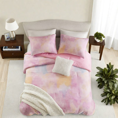 Ensemble de literie OEKO TEX, polyester très grand, aquarelle rose maison moderne