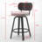 Swivel Bar Stools Set Of 2, 26 Inch Upholstered Faux Leather Counter Height With Walnut Back And Bentwood Legs, Mid Century Modern Design-1635375113