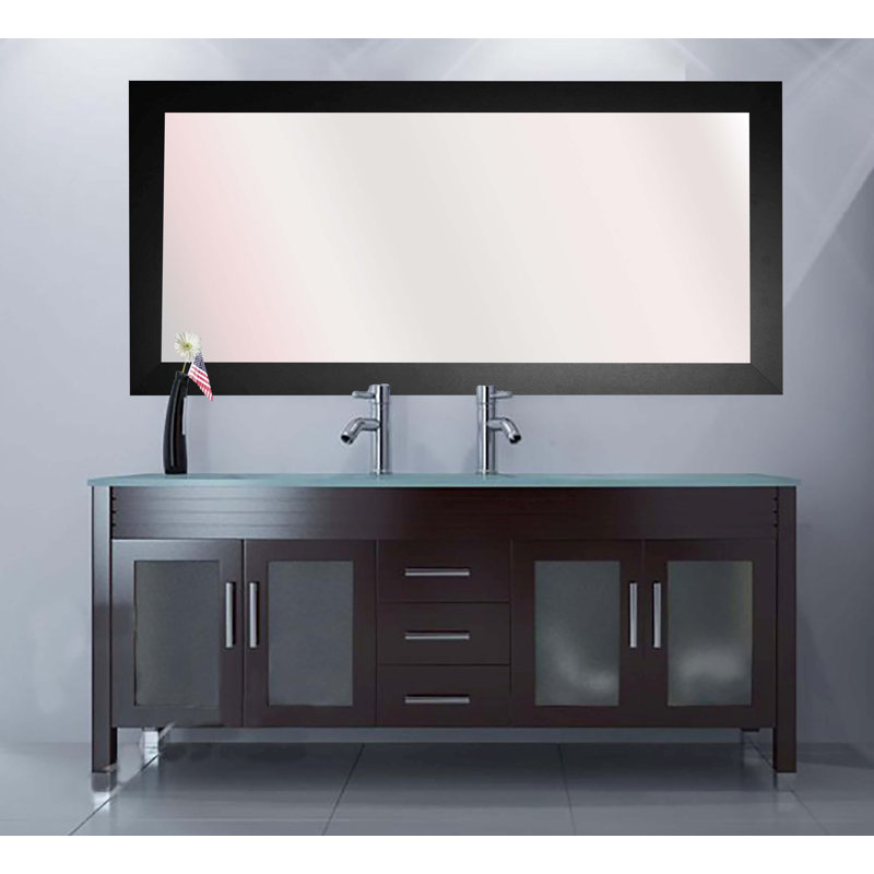 Irodion Engineered Wood Flat Mirror, 77.5" H  x  39" W, Satin Black