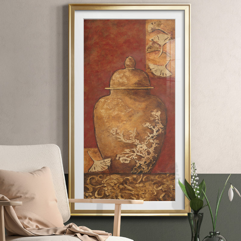 Asian Nuvo II - peinture encadrée, Doré, H 10,5 po x l 18,5 po x P 1,5 po