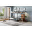 Lit superposé simple au-dessus d'un lit double en métal avec étagère grillagée, échelle de rangement latérale et garde-robe