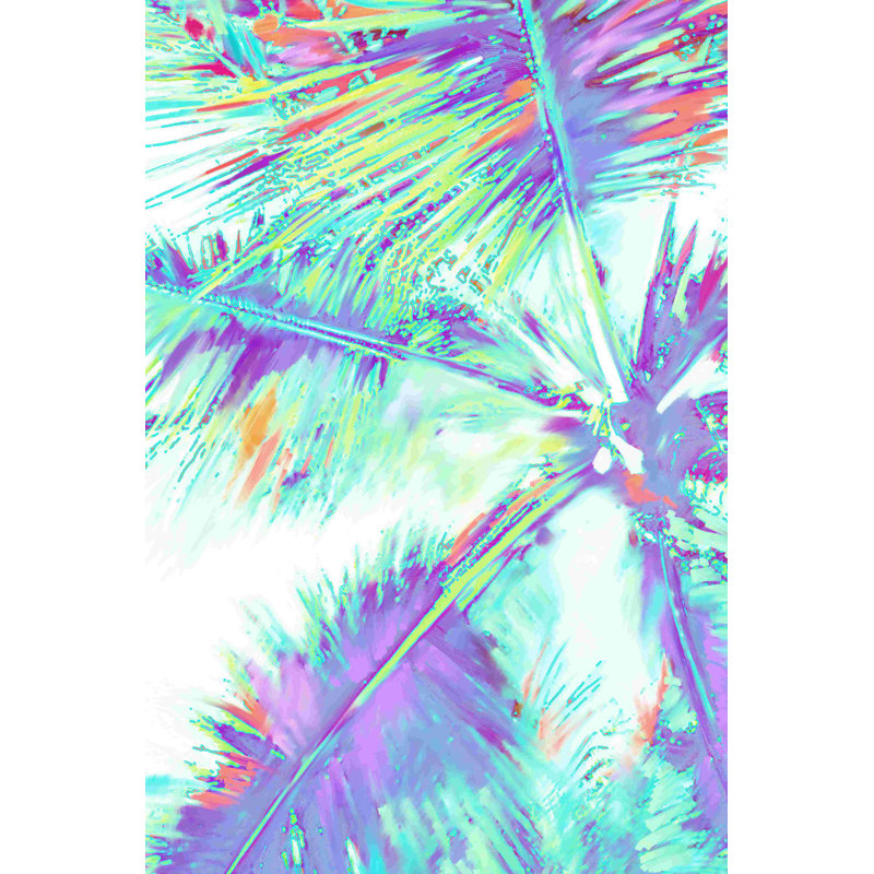 Palmier abstrait vif - peinture sur toile tendue, H 18 po x l 12 po