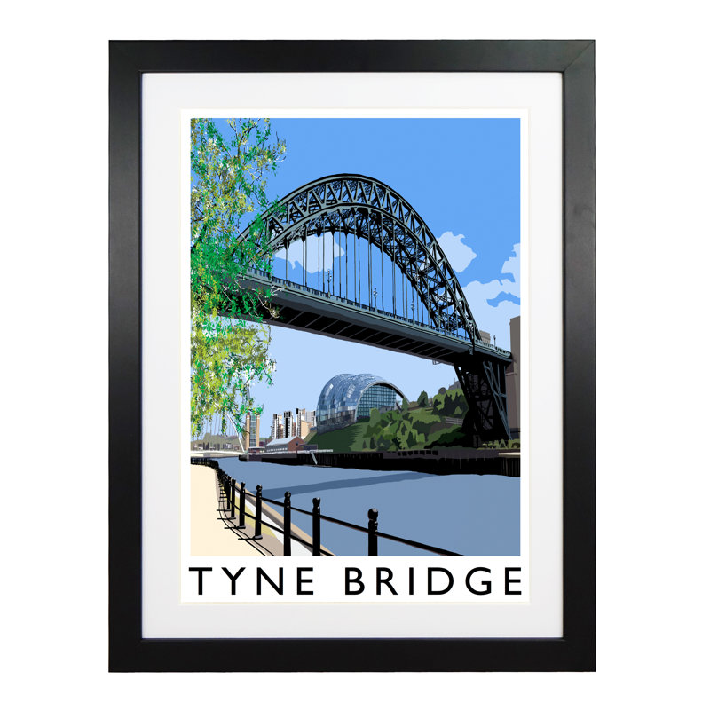 'Tyne Bridge' by Richard O'Neil - Print, 43.5 cm H x 33.5 cm W x 2.2 cm D, Black Wood Frame