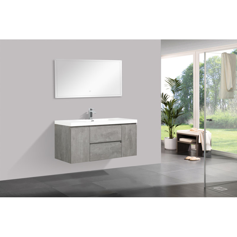 Monteiro 47.1'' Single Bathroom Vanity with Poly Marble Top