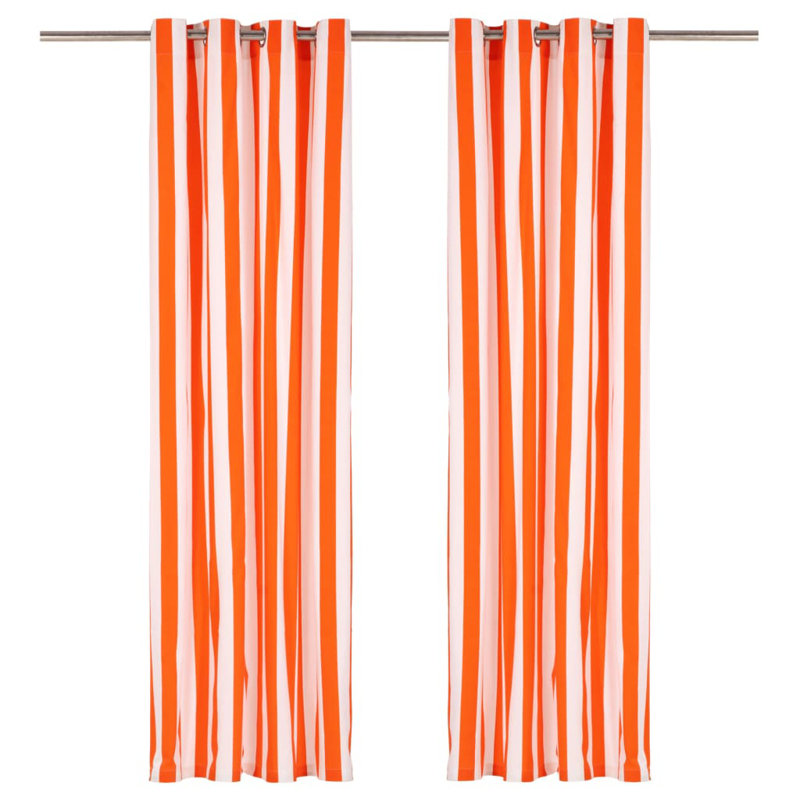 Noyes Room Darkening Curtain Pair, Pink/White, 140 W x 175 D cm