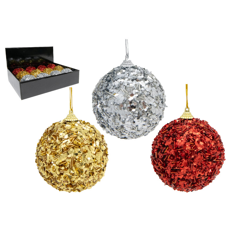 Boules à paillettes assorties - Paquet de 12