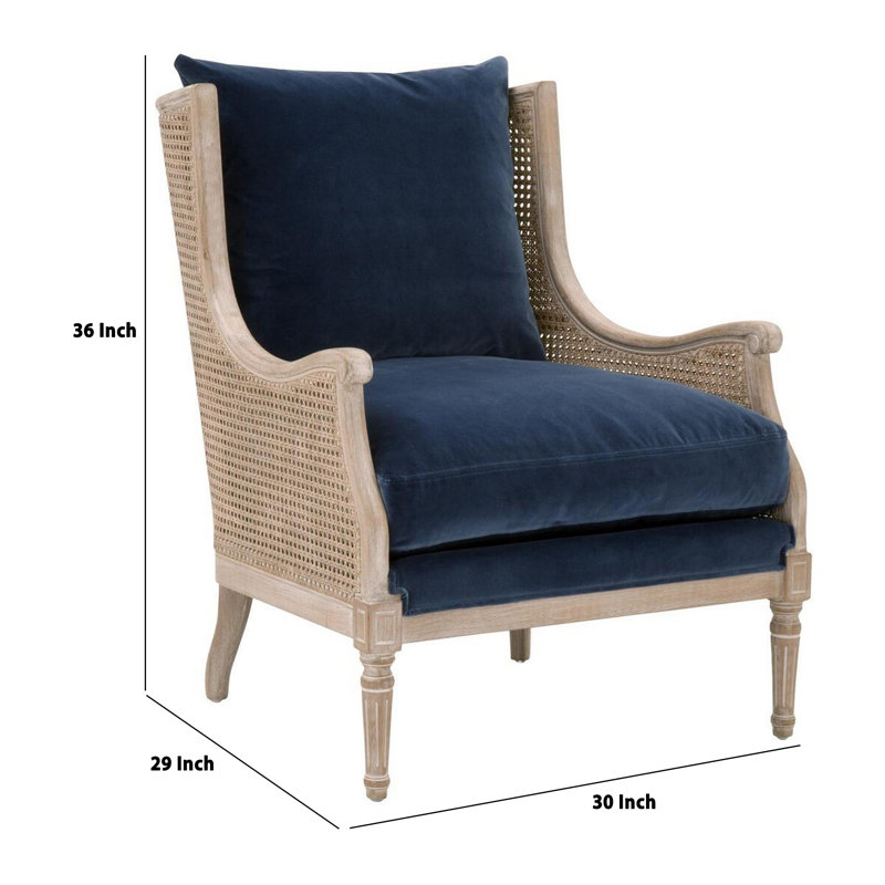 Fauteuil Domenic, Denim velours
