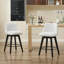 Ensemble de 2 chaises de comptoir pivotantes en tissu de lin-108813832