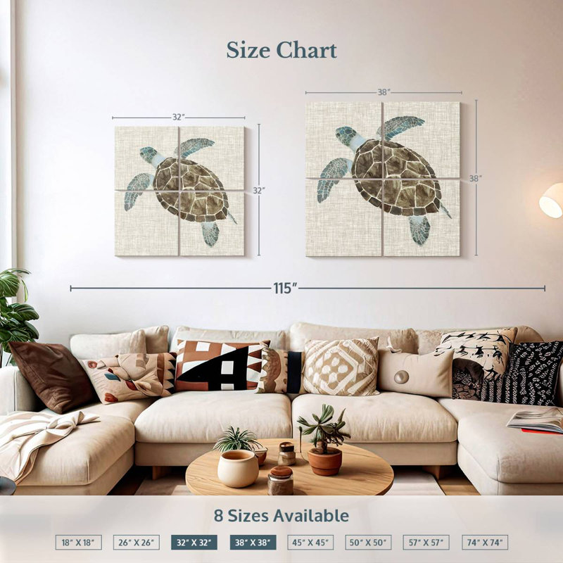 Brampt Linen Sea Turtle I, 32'' H x 32'' W