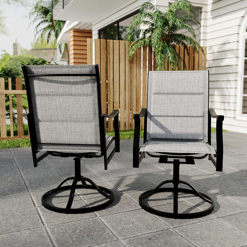 Ensemble de 8 chaises de patio pivotantes à dossier haut en textilène avec dossier rembourré pour l'extérieur