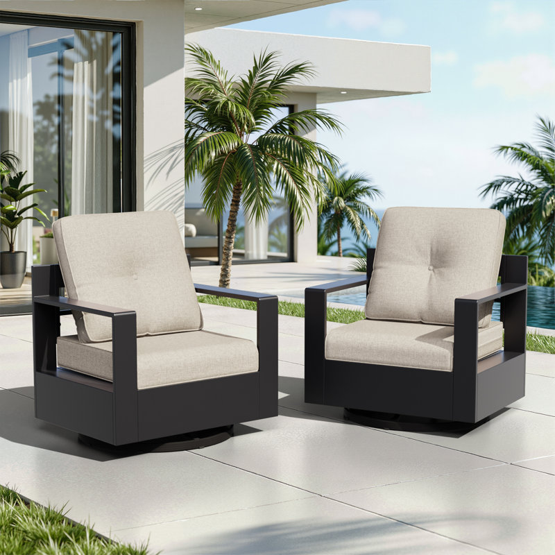Adwin Outdoor 4" Deep Seat Cushion Set With Olefin Fabric, Beige, 10