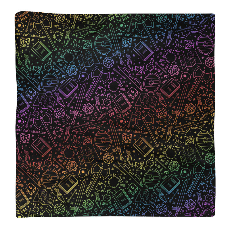 Serviette en coton à motif rpg lines, Noir et arc-en-ciel, H 0,1 po x l 22 po x P 22 po, Sergé de polyester