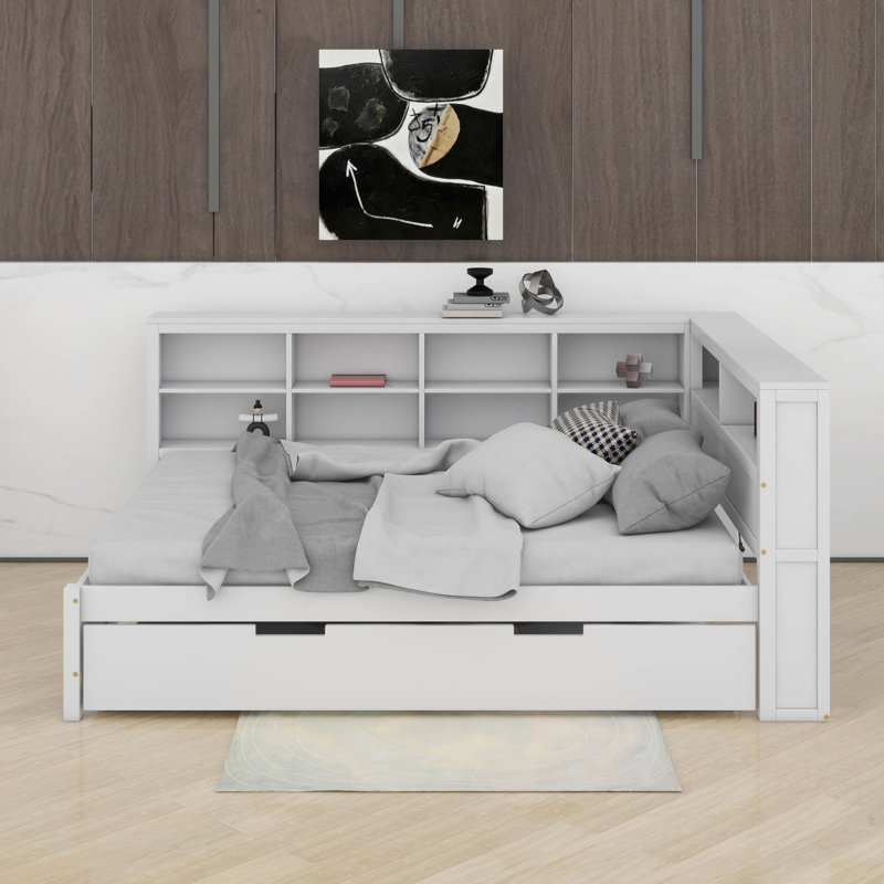 Full Size Daybed With Trundle, Shelf And USB