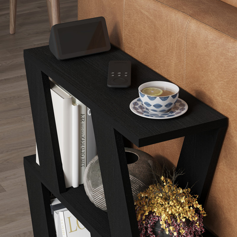 Adriana Side Table Modern Compact Design for Living Room & Bedroom, Black Wood