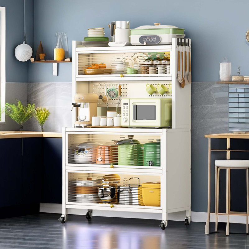 Étagère de boulanger de cuisine de 65 po de hauteur avec armoire à porte rabattable