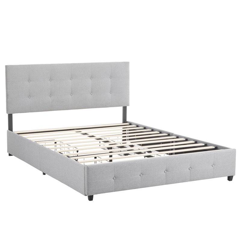 Storage Bed Frame With 4 Drawers, Gray