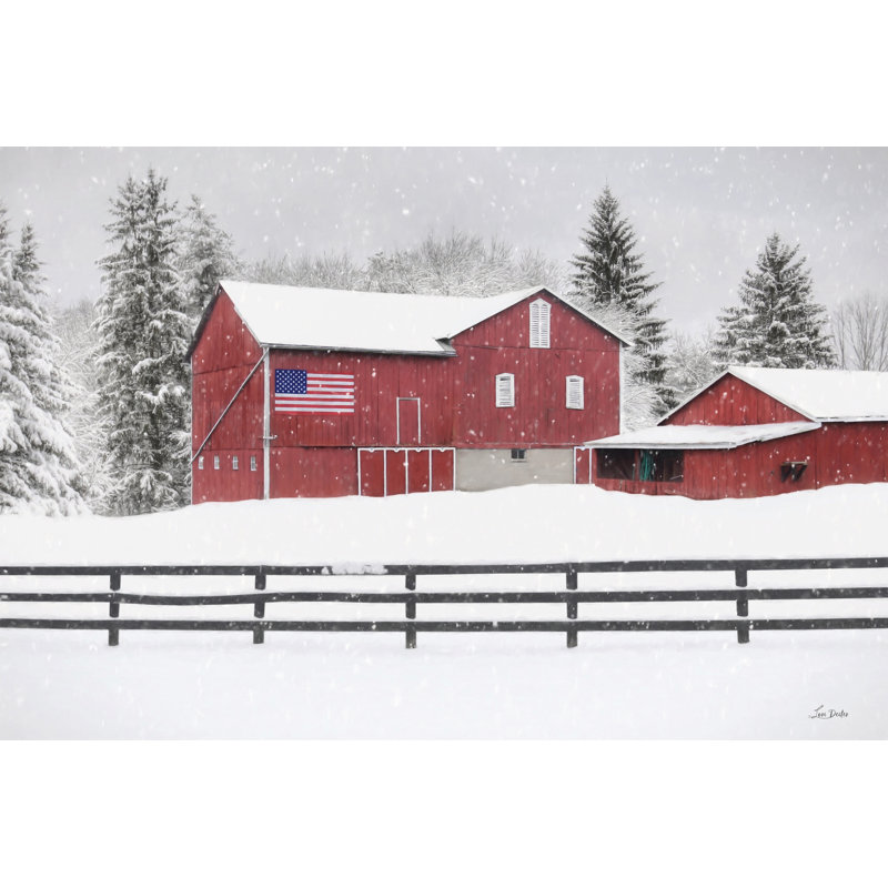 «Winter Barn on Canvas» par Lori Deiter, reproduction, H 32 po x l 48 po x P 1,25 po